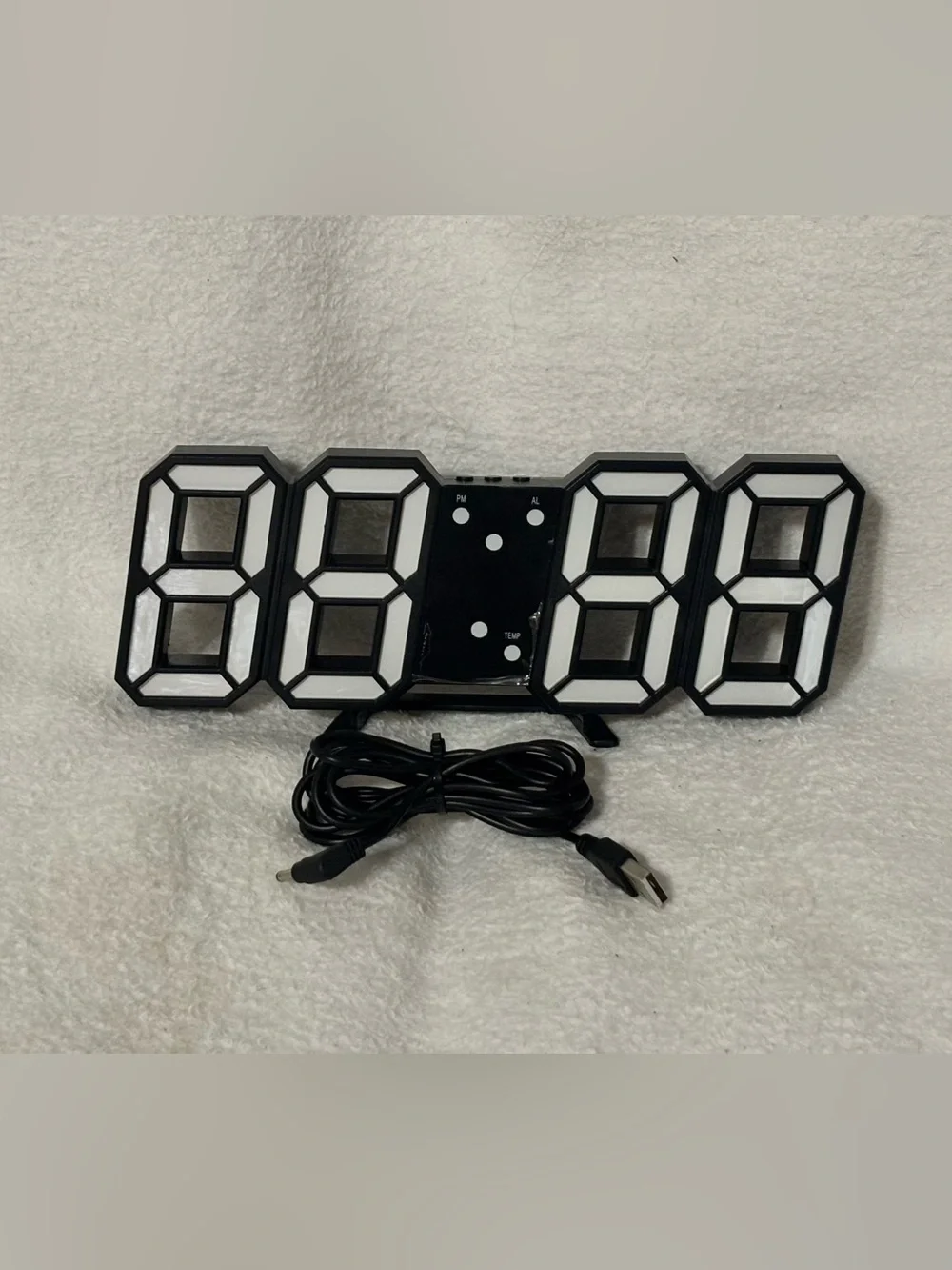 Modern Black LED Wall Clock - Digital Segment Design